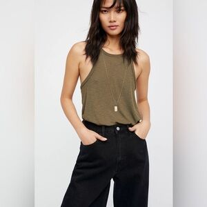 Free People Long Beach Tank olive color